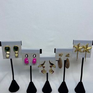 Lot of 10 Gold Tone Pierced Earrings